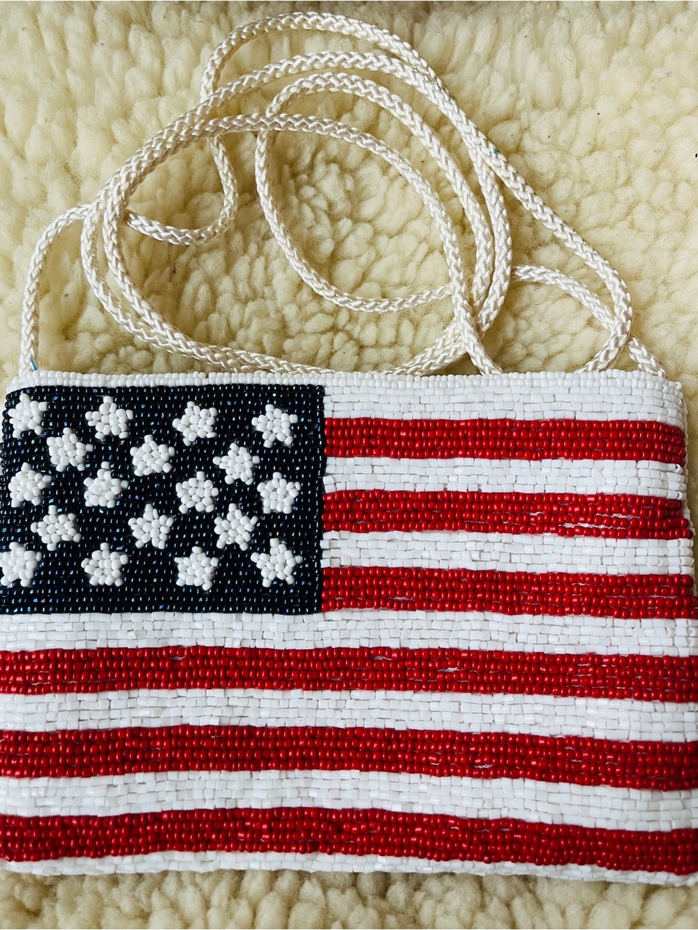 Amanda Smith Beaded American Flag Mini Crossbody Purse Patriotic Americana